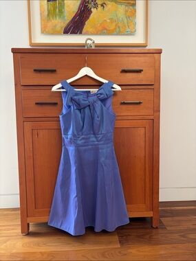 Carlo Pignatelli Sleeveless Bow-Accent Fit & Flare Dress in Periwinkle Blue